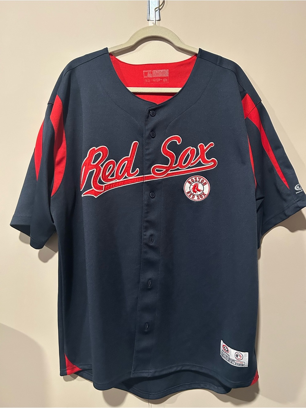 Boston Red Sox Navy and Red Button-Front Baseball Jersey